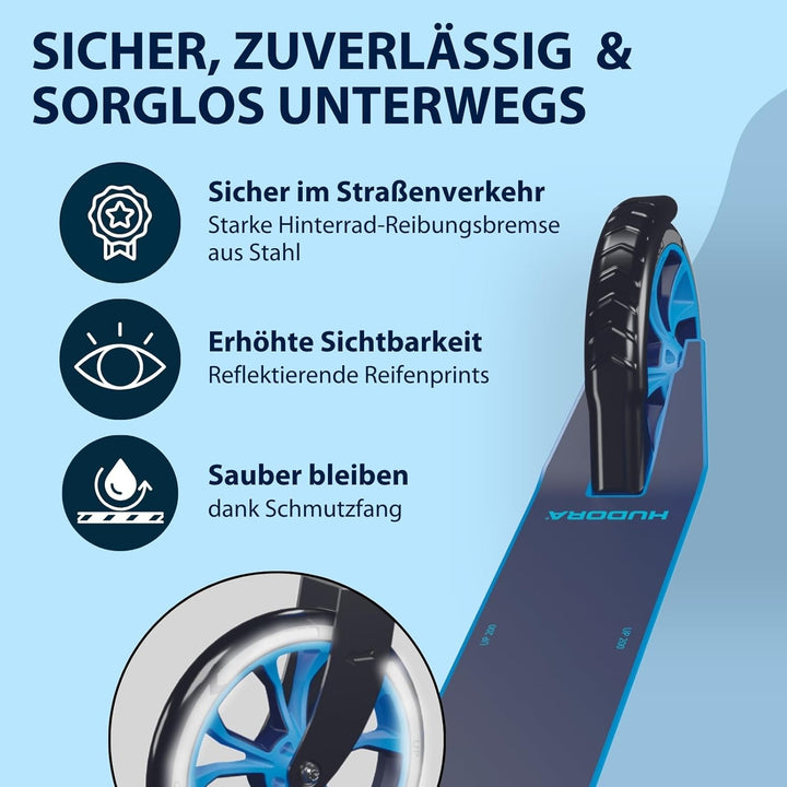 HUDORA Scooter Up 200 - Geräuscharmer Aluminium-Roller für bis zu 100kg - Höhenverstellbarer & zusam