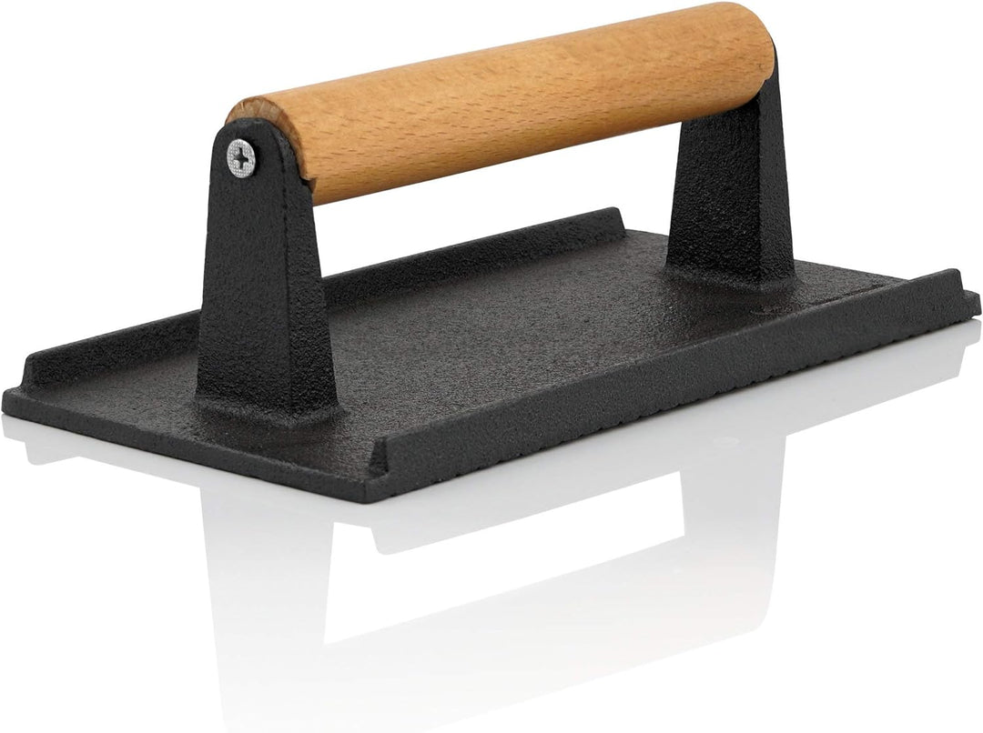 BBQ-Toro Edelstahl Wärmeglocke mit Gusseisen Fleischbeschwerer | Ø 31,5 cm | Burger Glocke mit Fleis