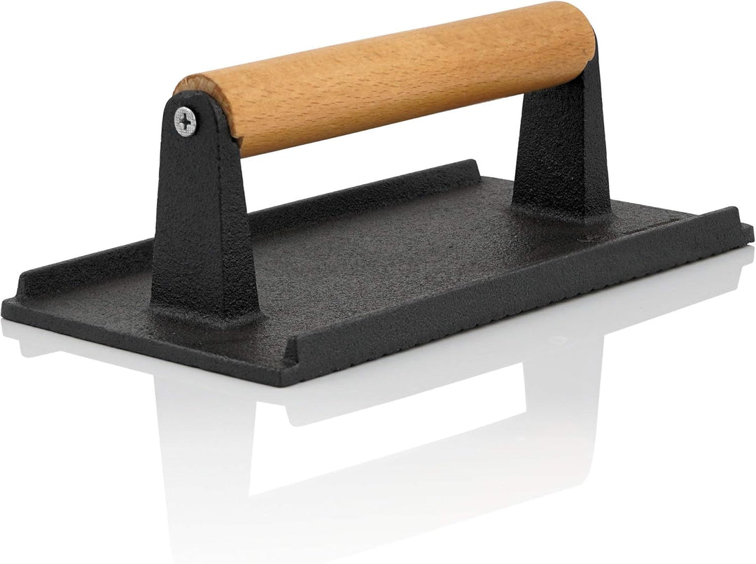 BBQ-Toro Gusseisen Fleischbeschwerer 1 kg | 21 x 11 cm, bereits eingebrannt | Burger Grillgewicht mi