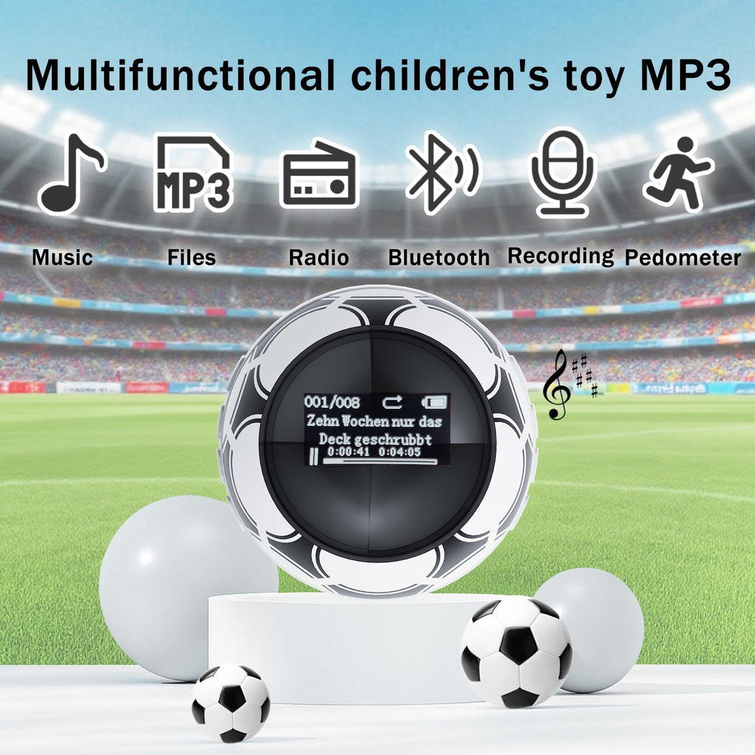 64 GB MP3 Player Kinder, MP3 Player Bluetooth 5.0, Mini Fussball Musik Player mit Kopfhörer, mp3-pla