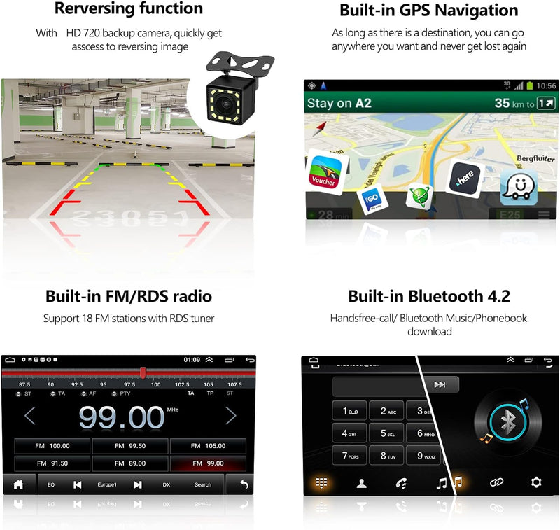 CAMECHO Android 10.0 Autoradio mit Carplay Wireless für VW Golf 5 Golf 6 Polo Tiguan, 7-Zoll Bildsch