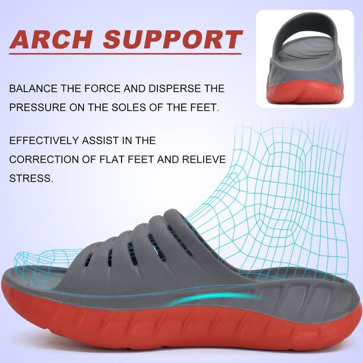 KuaiLu Recovery Sandalen Herren Bequeme Plantarfasziitis Schlappen Orthopädische Offene Zehen Männer