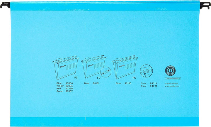Esselte Pendaflex Hängemappen, Foolscap-Format, 25 Stück, blau 25er-Packung 40.5 × 24 cm blau, 25er-