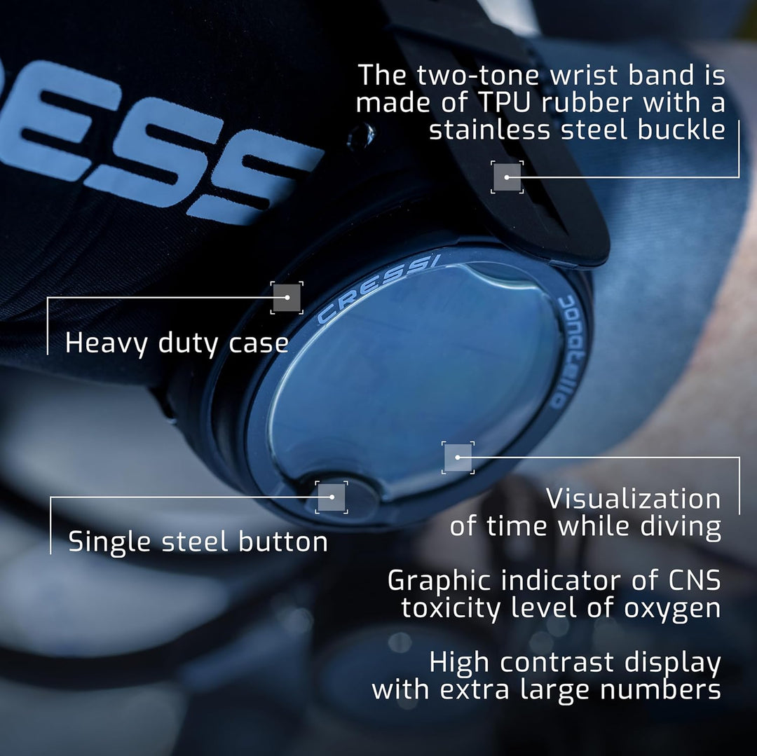 Professioneller Unterwasser-Handgelenkcomputer für Eintauchen in Air/Nitrox und Apnoe, Schwarz/Blau,