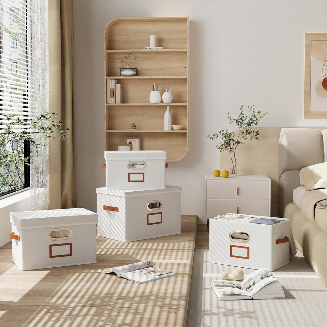 OUTBROS Aufbewahrungsbox mit Deckel und Griff, Faltbarer Aufbewahrungsbox aus Stoff Aufbewahrungskör