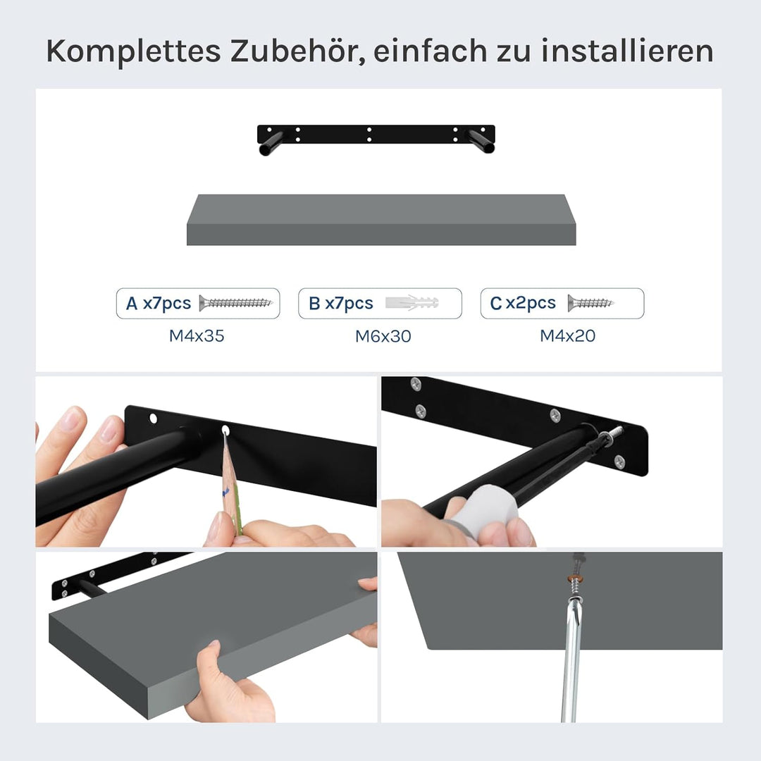 WOLTU Wandregal Set von 3 Regalen Wandboard Freischwebend Schweberegal CD DVD Regal Bücherregal Holz