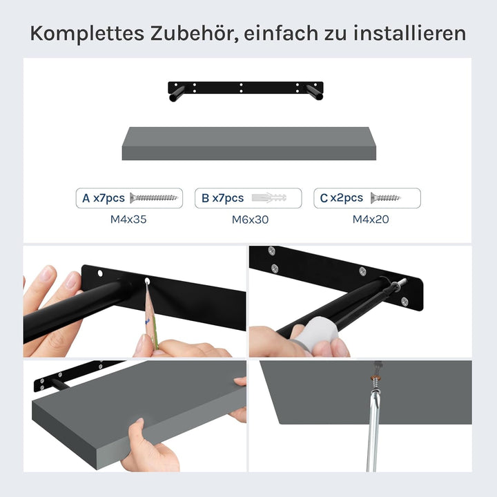 WOLTU Wandregal Set von 3 Regalen Wandboard Freischwebend Schweberegal CD DVD Regal Bücherregal Holz