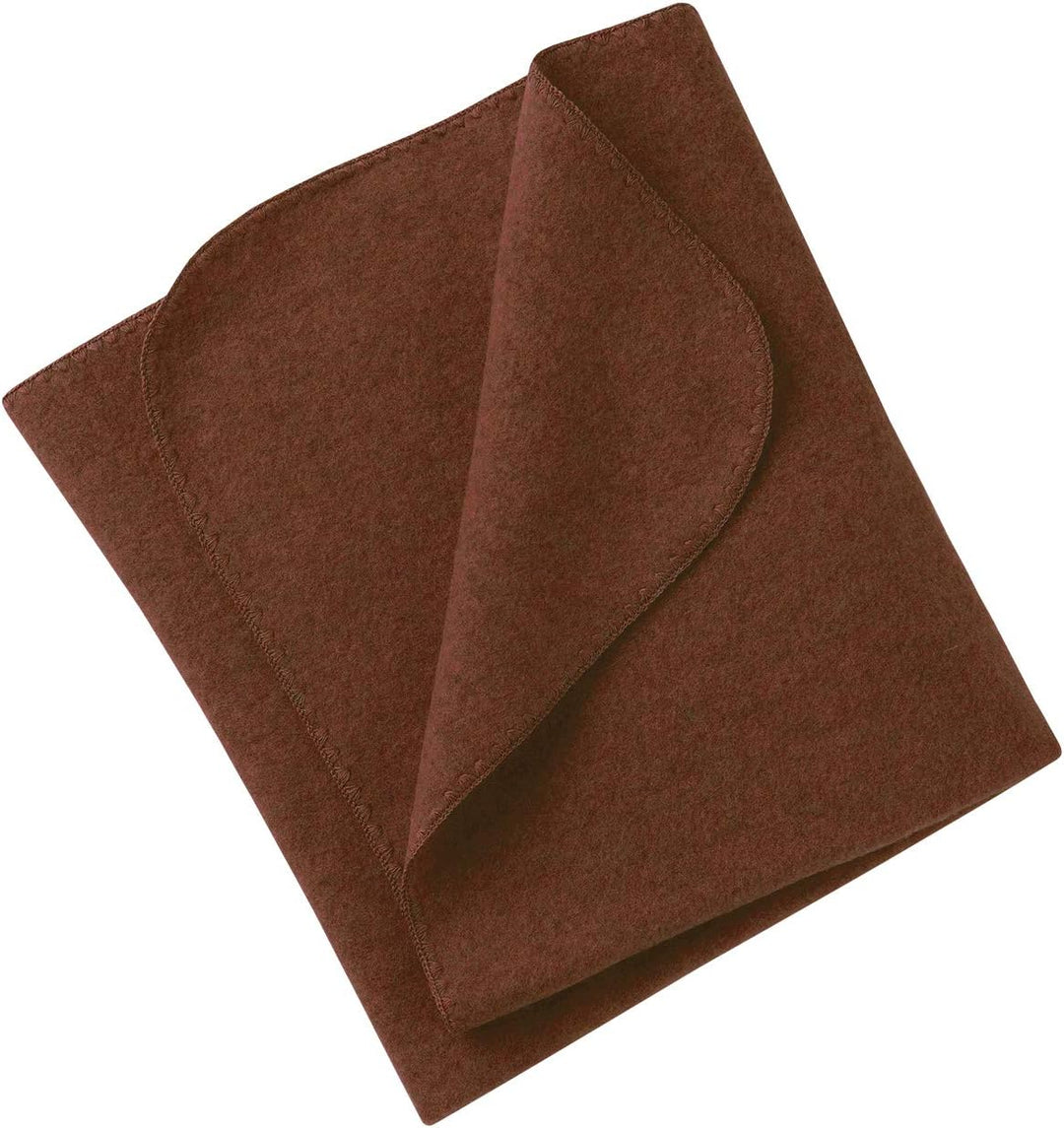 Engel Natur, Baby Fleece Decke mit Muschelkante, 100% Wolle (kbT) (80x100 cm, Zimt Melange) 80x100 c