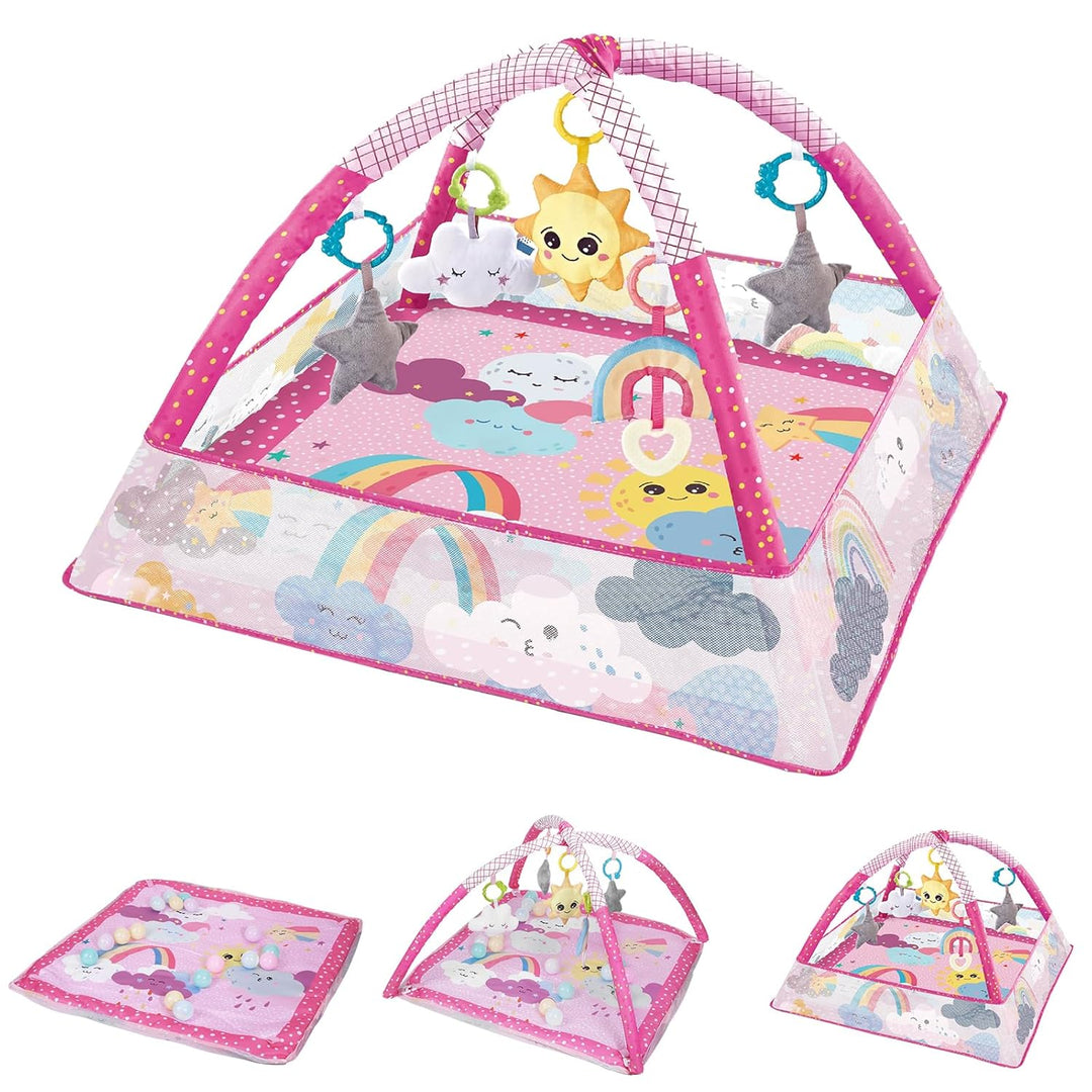 Sinbide Spieldecke für Babys, Spielmatte mit Spielbogen, Spielmatte und sensorische Spielzeuge für B