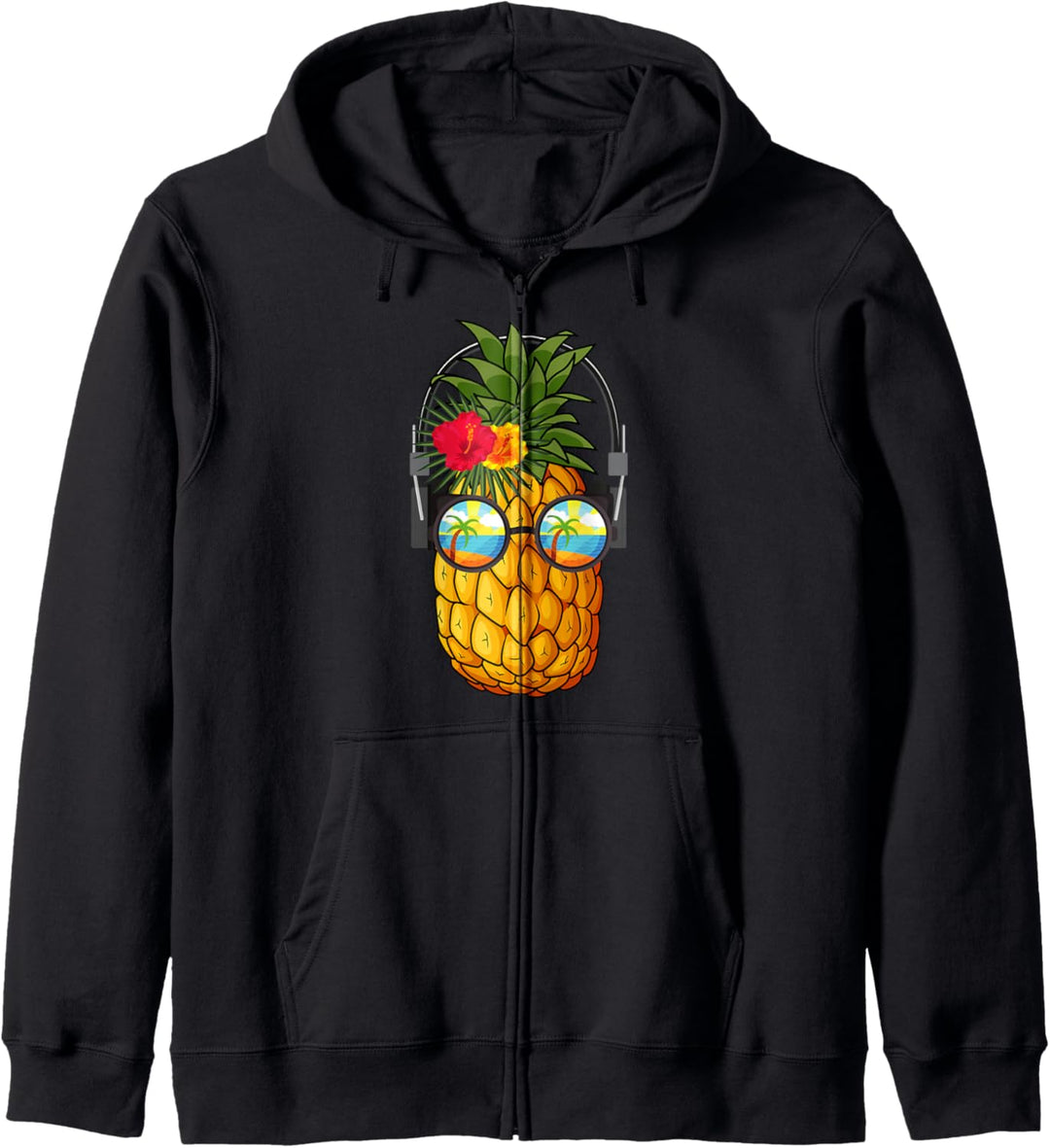 DJ-Ananas-Sonnenbrille mit Kopfhörern Kapuzenjacke