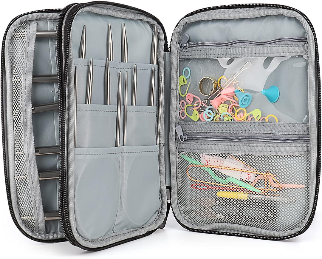 Coopay Rundstricknadeln 40 cm Edelstahl Rundstricknadel Set mit Tasche & Strickzubehör, 2,5-10 mm Me