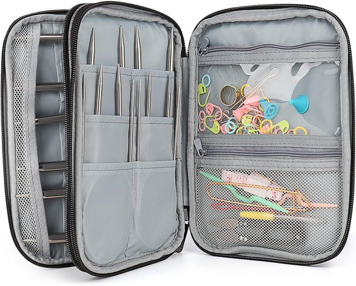 Coopay Rundstricknadeln 40 cm Edelstahl Rundstricknadel Set mit Tasche & Strickzubehör, 2,5-10 mm Me