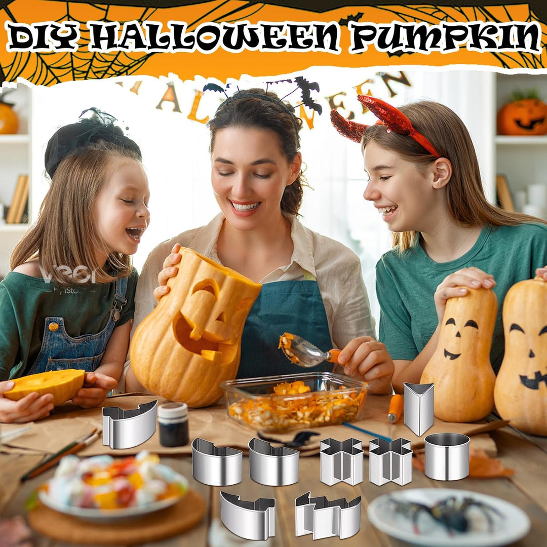 POFIBO 16 Stück Halloween Kürbis Schnitzset - Schnitzwerkzeug Kürbis, Kürbis Schnitzset mit Vorlagen