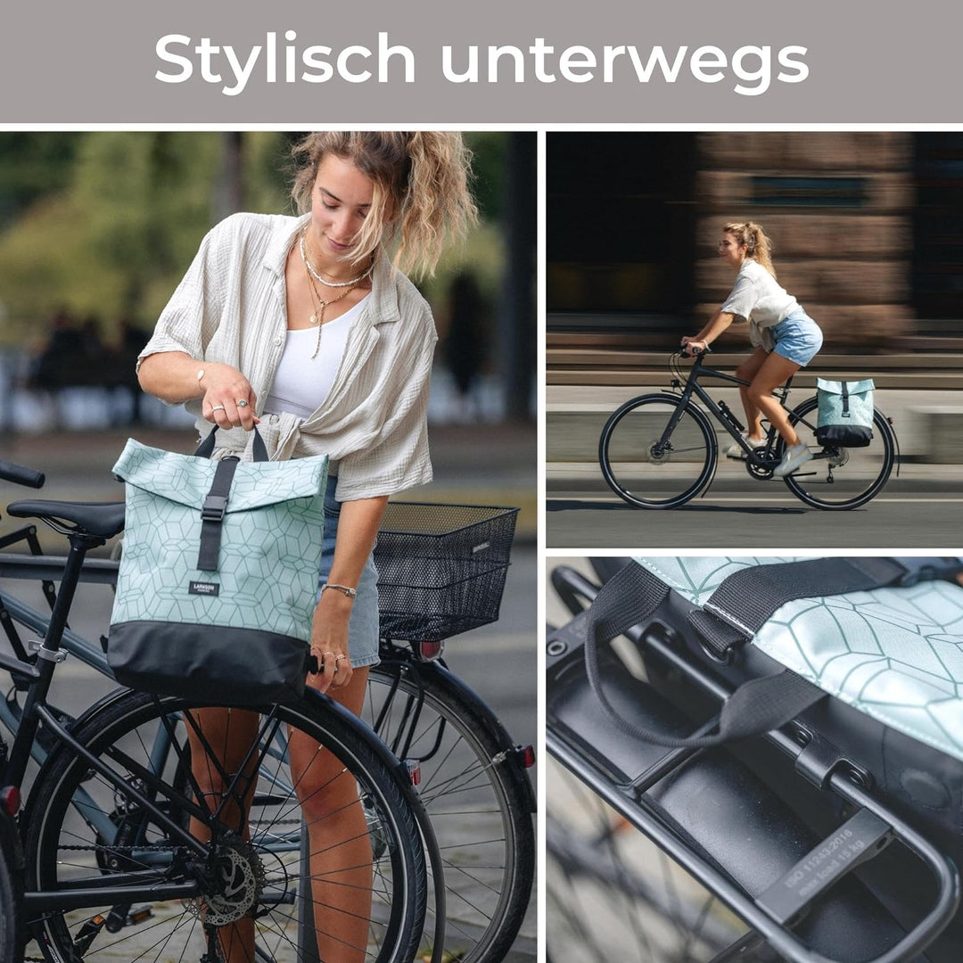 LARKSON Fahrradtaschen für Gepäckträger Damen & Herren Blau - Tammo Bike - 2 in 1 Fahrrad Tasche Ruc