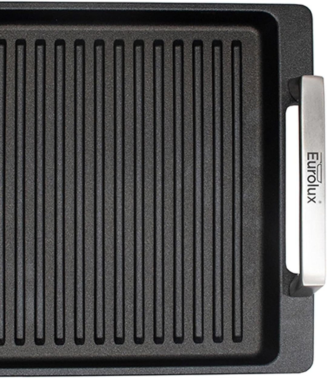 Eurolux geriffelte Grillplatte 41 x 24 cm - induktive vollflächig gerillte Servierplatte Aluguss bes