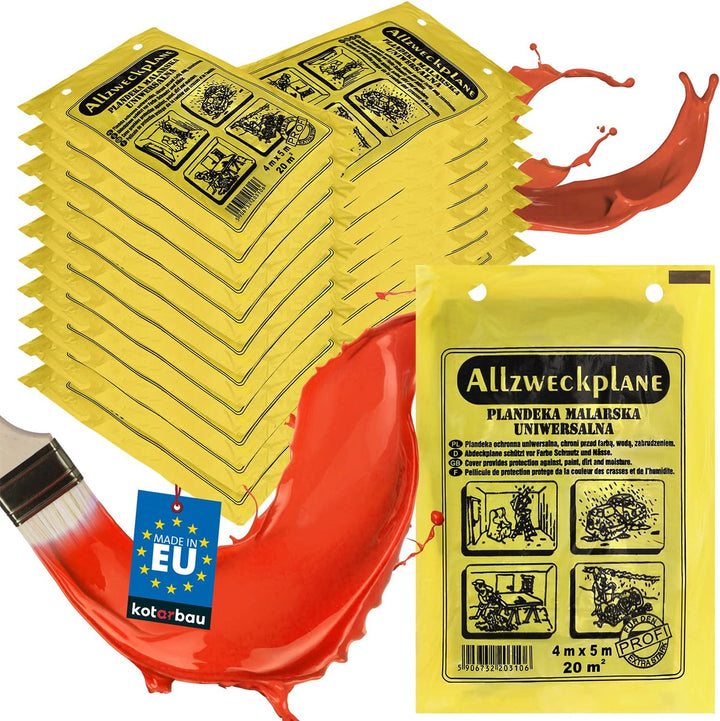 KOTARBAU® 50er Set Abdeckfolie 4x5m Stark Staubschutzfolie Plastikplane Baufolie Allzweck-Folie Male