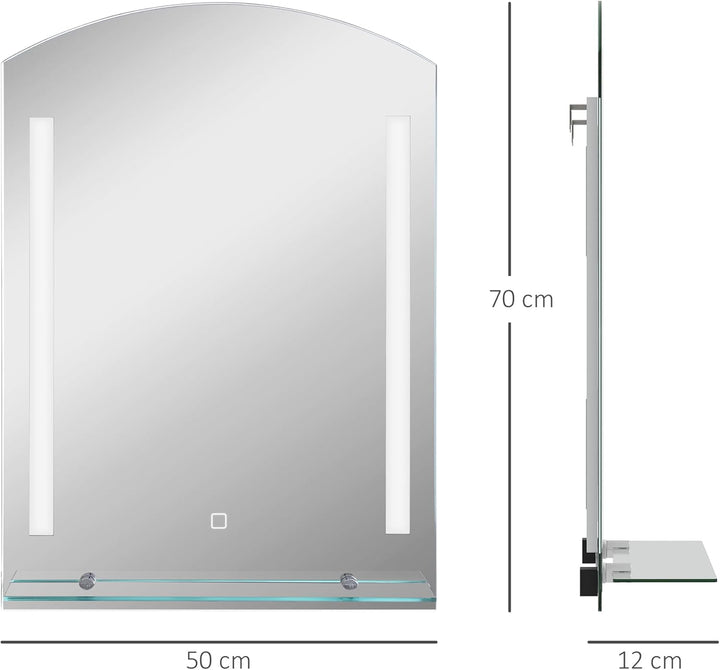 HOMCOM Badspiegelmit Ablage LED Lichtspiegel Badezimmerspiegel Wandspiegel 15W (Modell4) Wasserdicht