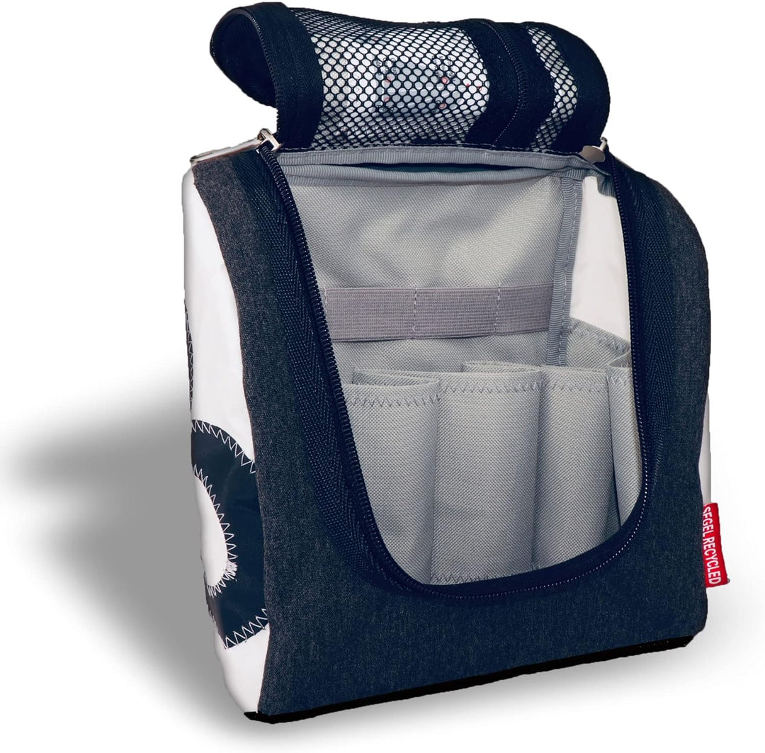 360° Kulturtasche Kulturbeutel Matrose XL weiss-blau Zahl rot