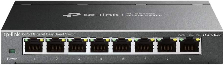 TP-Link TL-SG108E Managed Switch 8 Port Gigabit Ethernet LAN Switch(Plug-and-Play Netzwerk Switch,Me