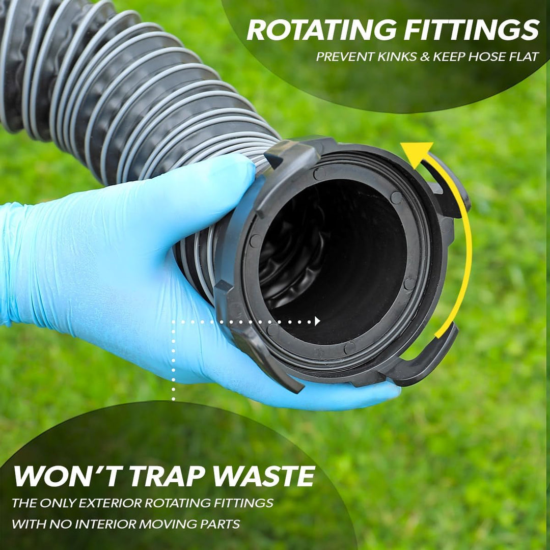Valterra Silverback™ 4,5 m RV-Kanal-Schlauch-Set, universeller Abwasserschlauch für Wohnmobil, inkl.