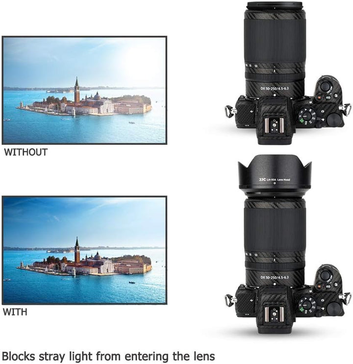JJC Gegenlichtblende für Nikon Z50 mit NIKKOR Z DX 16-50mm F/3.5-6.3 VR und NIKKOR Z DX 50-250mm F/4