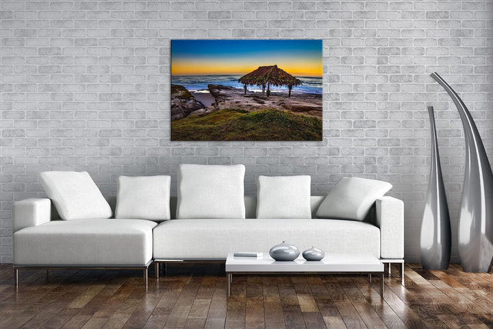 deyoli tropische Hütte am Strand Format: 80x60 als Leinwand, Motiv fertig gerahmt auf Echtholzrahmen