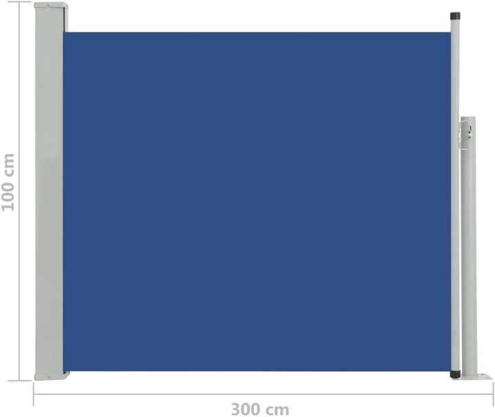 FIRBNUS Ausziehbare Seitenmarkise 100x300 cm Blau Sichtschutz Balkon Sichtschutz Garten Sonnenschutz
