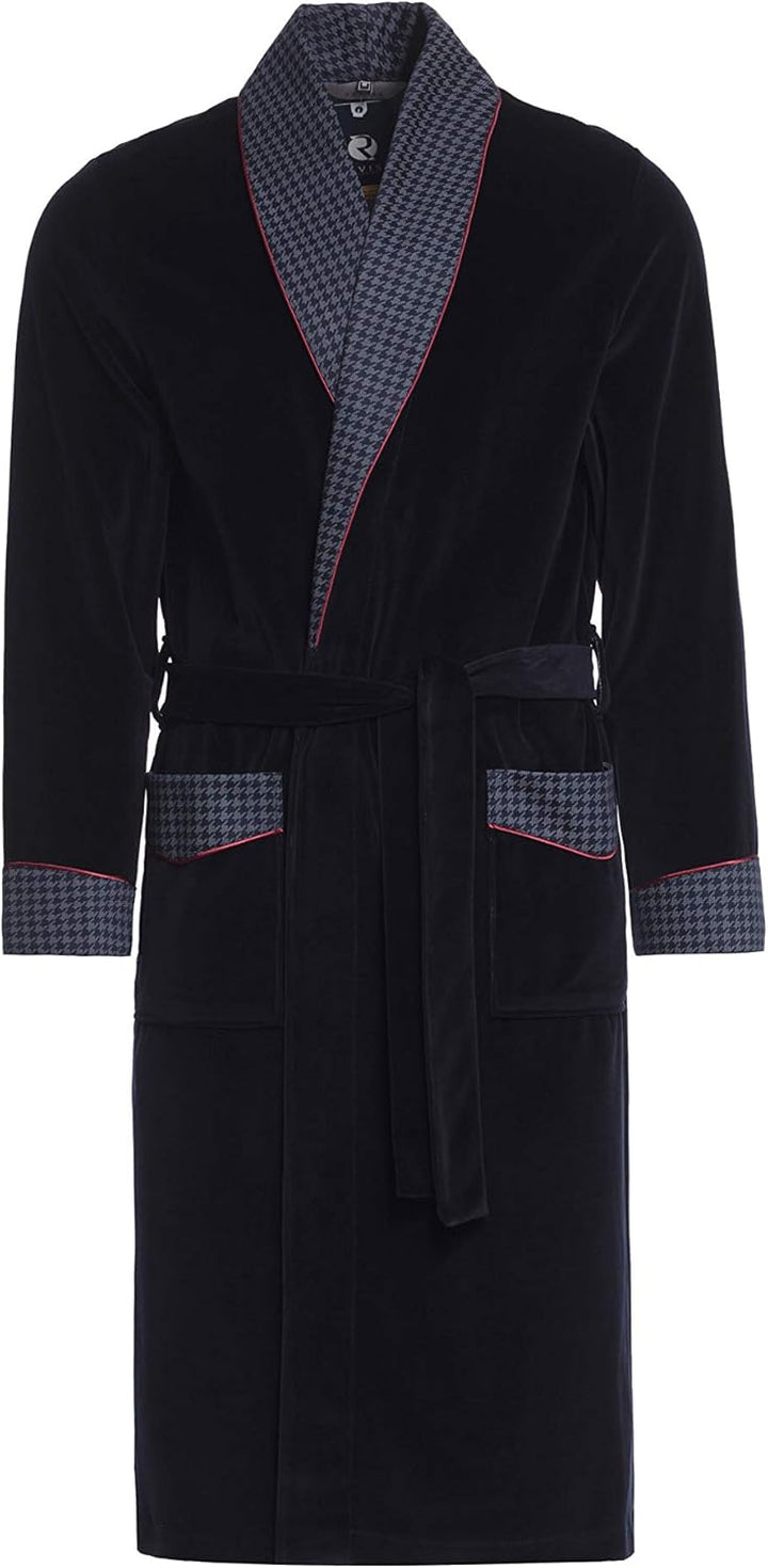 Revise Vasco RE-104 Herren Bademantel - Morgenmantel – 80% Baumwolle Ganzjahres-Bademantel M Dunkelb
