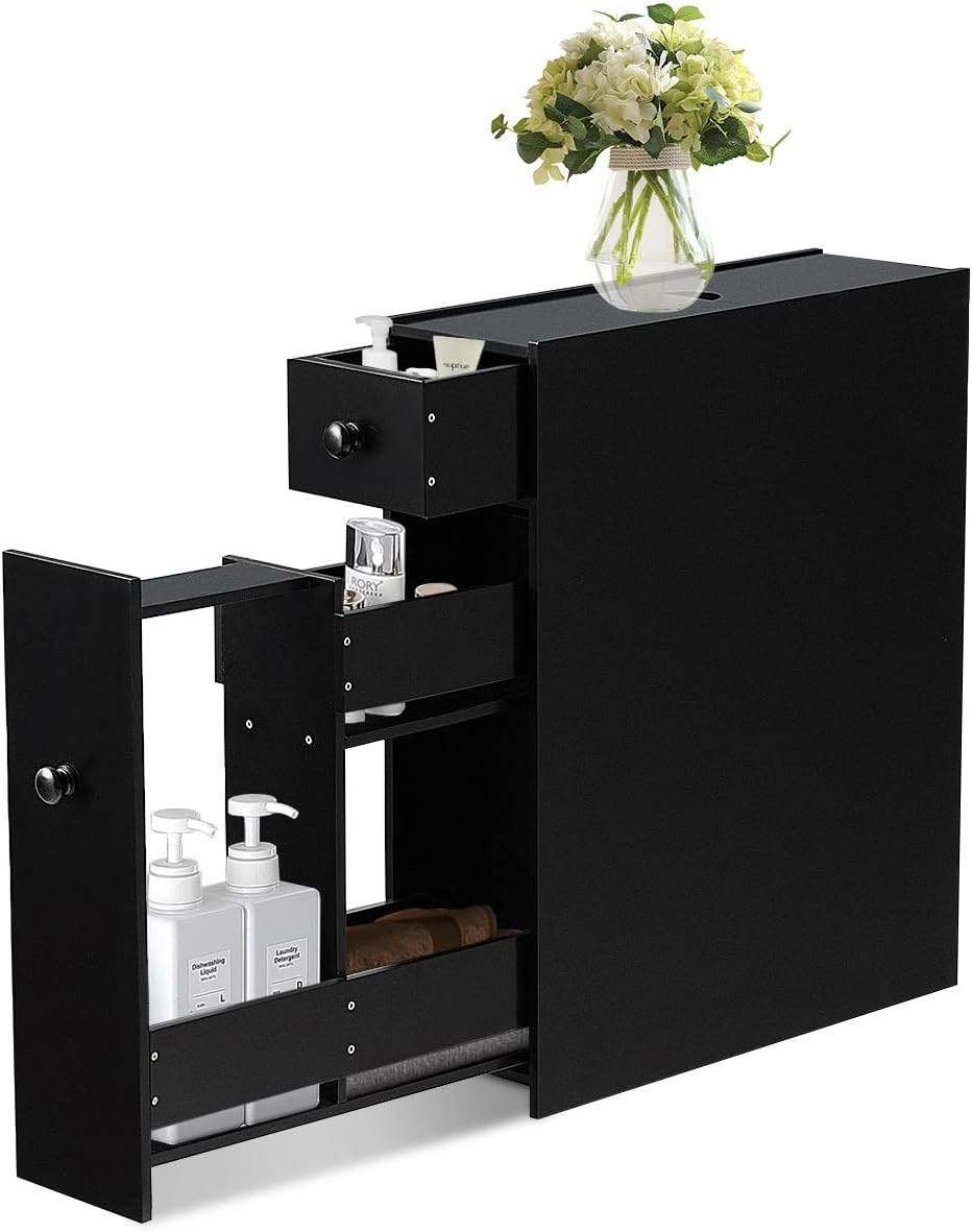 GIANTEX Nischenschrank Nischenregal, Badezimmerschrank Schubladenschrank mit 2 Schubladen, Seitensch