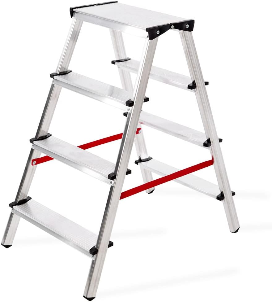 Aluleiter Zweiseitige Haushaltsleitern EN131 Stehleiter 2x2 2x3 2x4 Stufen 150KG (2x4-150)