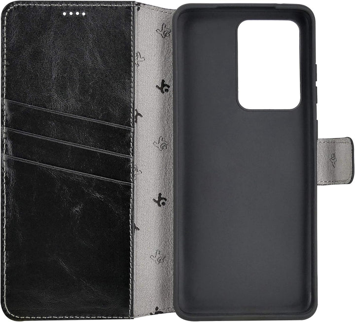 Suncase Book-Style Hülle kompatibel mit Samsung Galaxy S20 Ultra Leder Tasche (Slim-Fit) Lederhülle