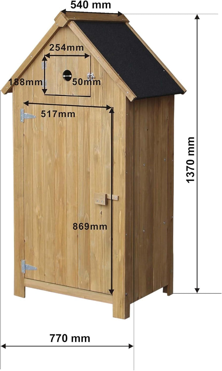 Schmales Gartenhaus aus Fichtenholz mit Bitumendach 770x540x1370mm für Garten, Terrasse & Balkon
