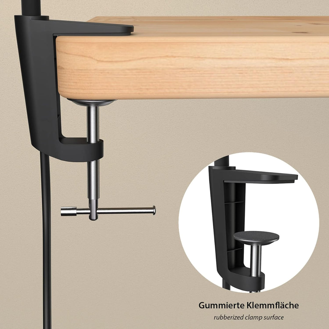 ledscom.de Klemmlampe, Schwanenhals KLUK, Schalter, schwarz matt, 1x GU10 max. 60W, 2 Stk. 2 Stück (