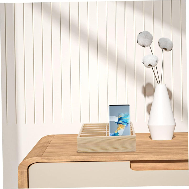Ciieeo Box Handy-Aufbewahrungsbox Holzständer Desktop-Telefonhalter Holz-Desktop-Organizer Taschenre