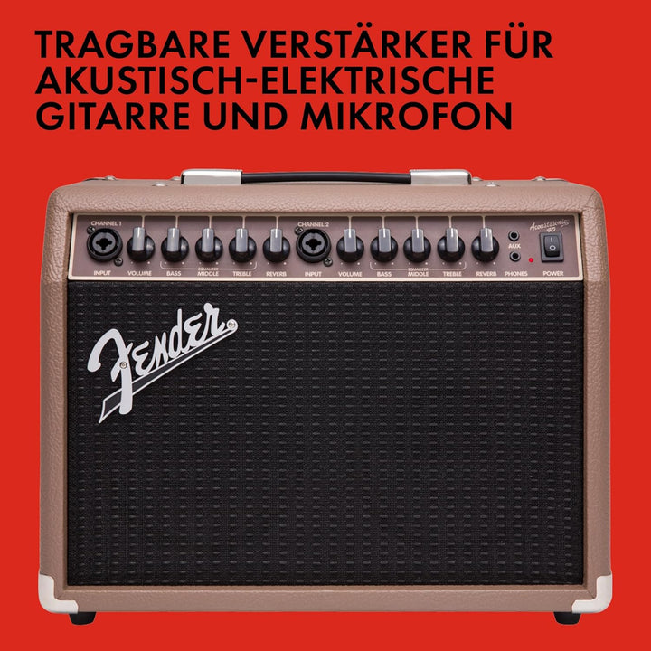 Fender Acoustasonic 40 – 40W Combo Verstärker – Geeignet für elektroakustische Gitarre & Mikrofon –