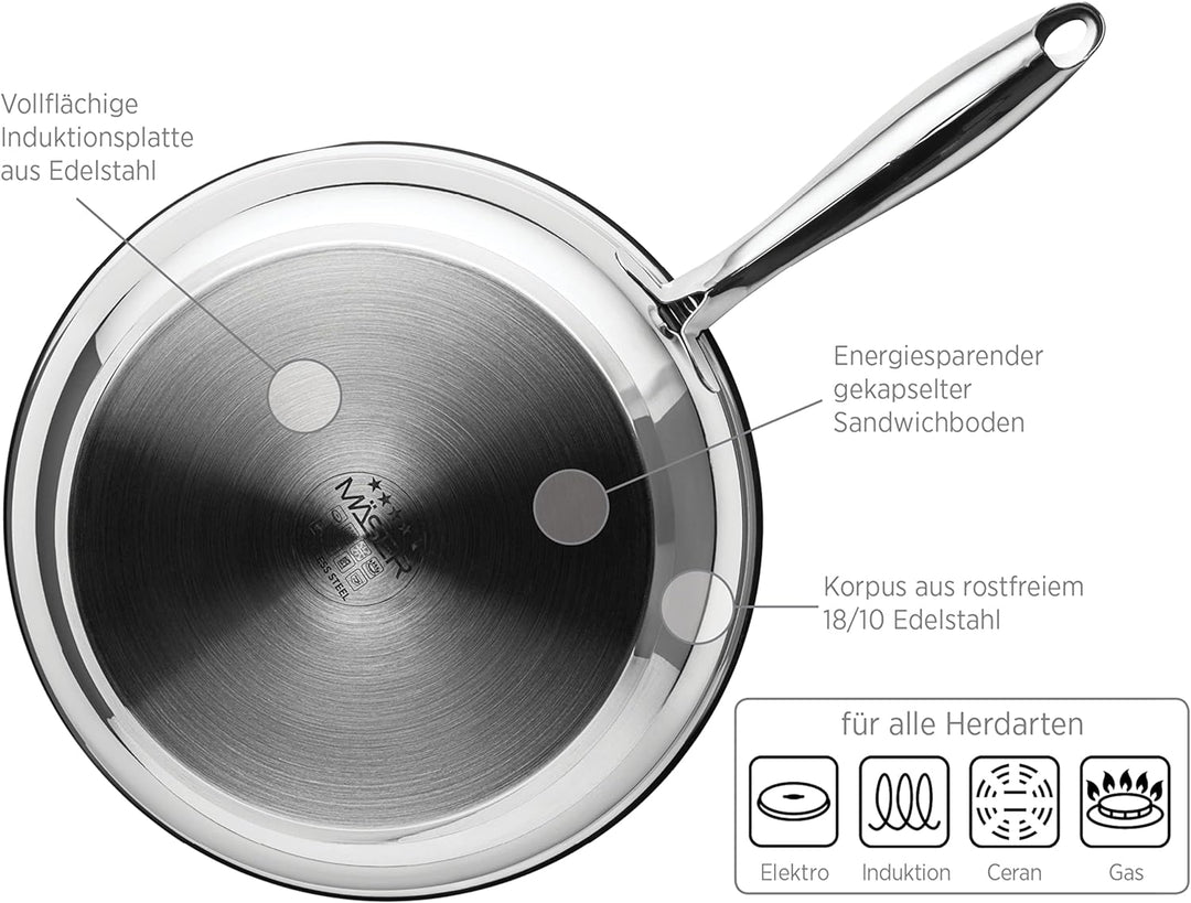 Mäser Serie Tavos Bratpfanne 28 cm, Induktionspfanne für alle Herdarten, unbeschichtet, spülmaschine