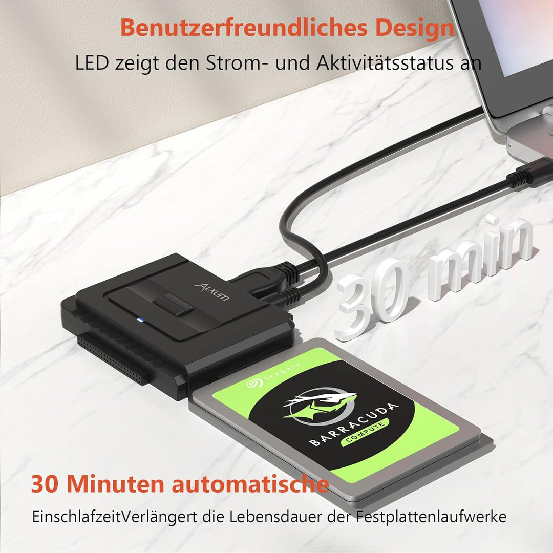 Alxum IDE SATA Adapter,USB 3.0 IDE Festplatten Adapter mit Netzschalter Adapter für 2.5/3.5 Zoll SAT