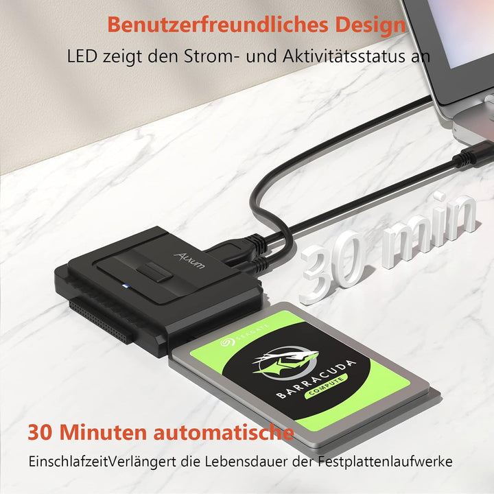 Alxum IDE SATA Adapter,USB 3.0 IDE Festplatten Adapter mit Netzschalter Adapter für 2.5/3.5 Zoll SAT