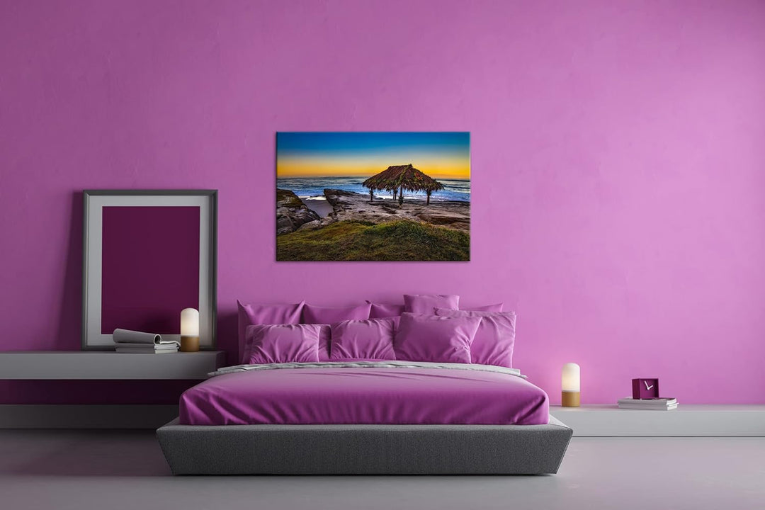 deyoli tropische Hütte am Strand Format: 100x70 als Leinwand, Motiv fertig gerahmt auf Echtholzrahme