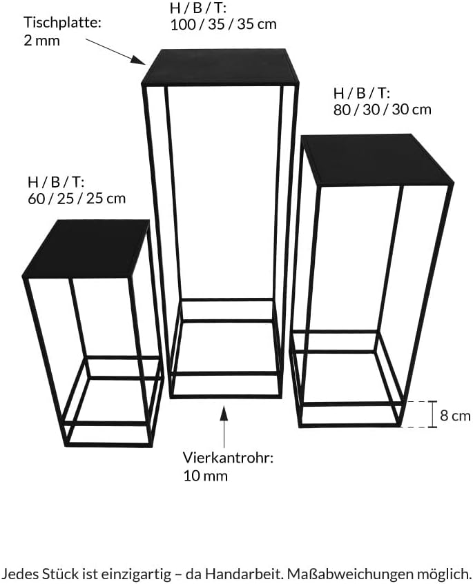 KUHEIGA Beistelltisch Metall schwarz, Pflanzentisch Blumentisch Metall, Deko-Tische gross, gross