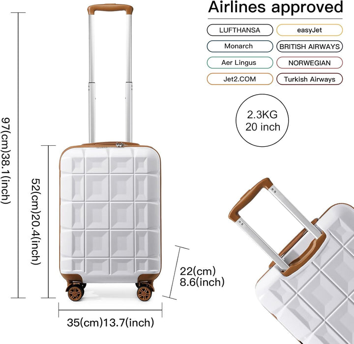KONO Handgepäck Koffer Trolley Handgepäck 54cm Zwillingsrollen ABS Hartschalenkoffer Reisekoffer mit