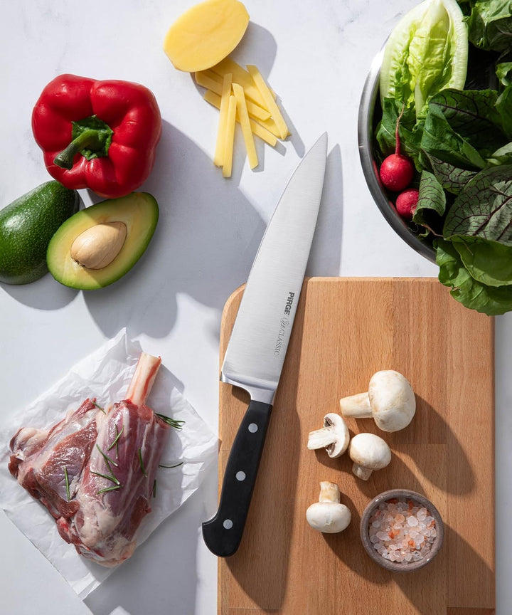 Pirge Classic Profi Messerset mit Tasche 7 Stück - Geschmiedet Messerset - Profi Kochmesser Set - Ed