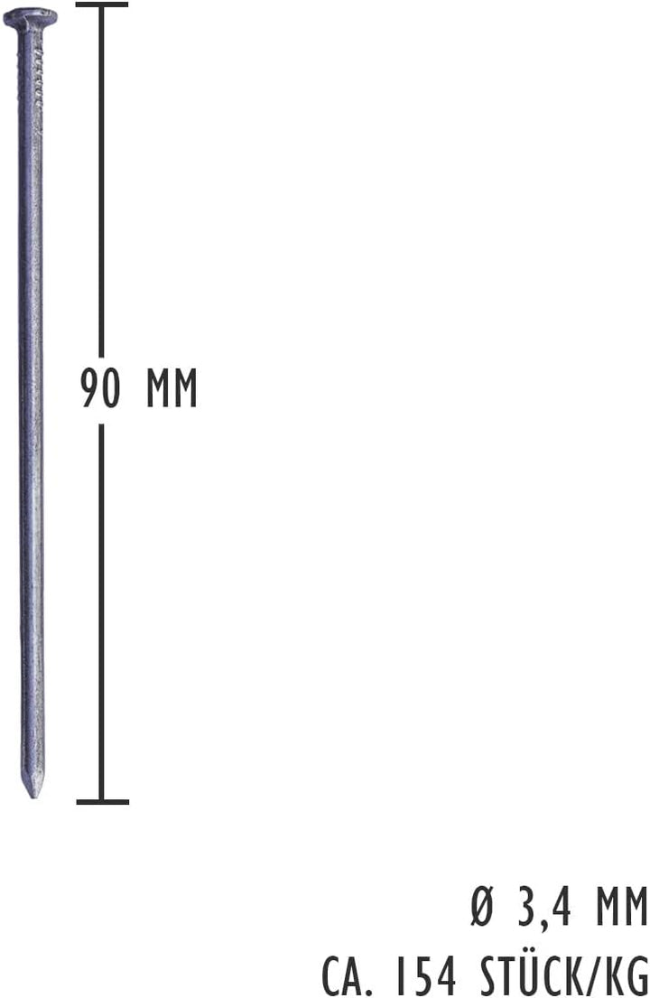 siwitec Drahtstifte feuerverzinkt, 5 kg, 3,4 x 90 mm, Bau- und Tischlerstifte, universell einsetzbar