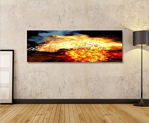 islandburner Bild Bilder auf Leinwand Lava Vulkan Panorama XXL Poster Leinwandbild Wandbild Dekoarti