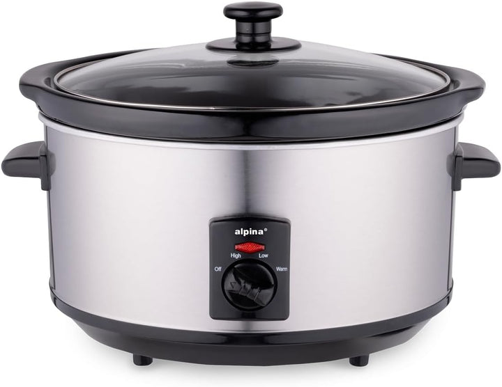 Alpina Slow Cooker - Schongarer - 3,5 Liter - Keramik-Innenbehälter - 3 Heizstufen -