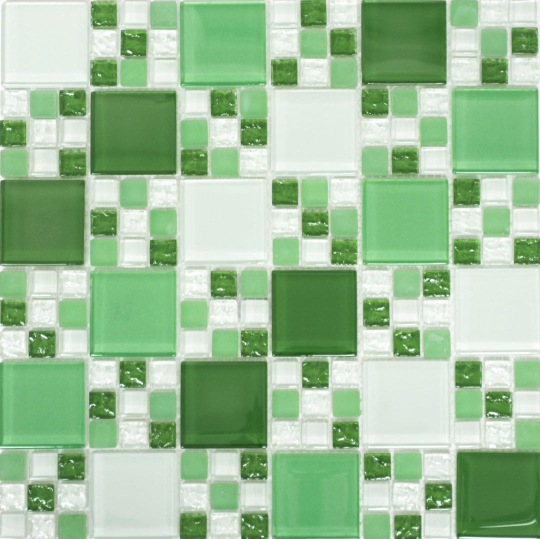 Mosaik Kombination Crystal mix grün/grün matt Glasmosaik Transluzent Transparent 3D Fliesenspiegel,