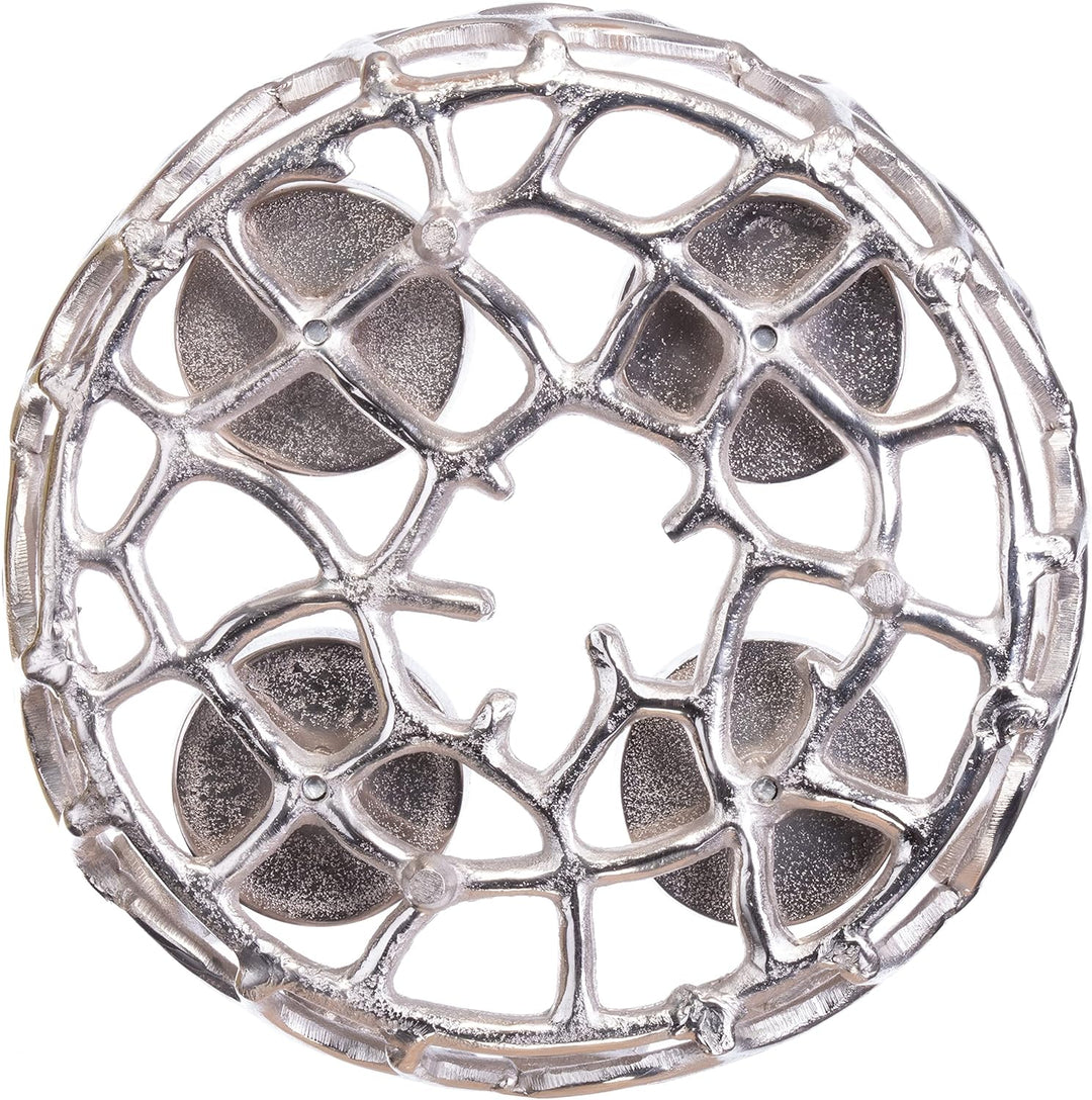 Brandsseller Adventskranz Ø 28 cm | Weihnachtskranz | Aluminium | Silber | Äste Ø 28 cm