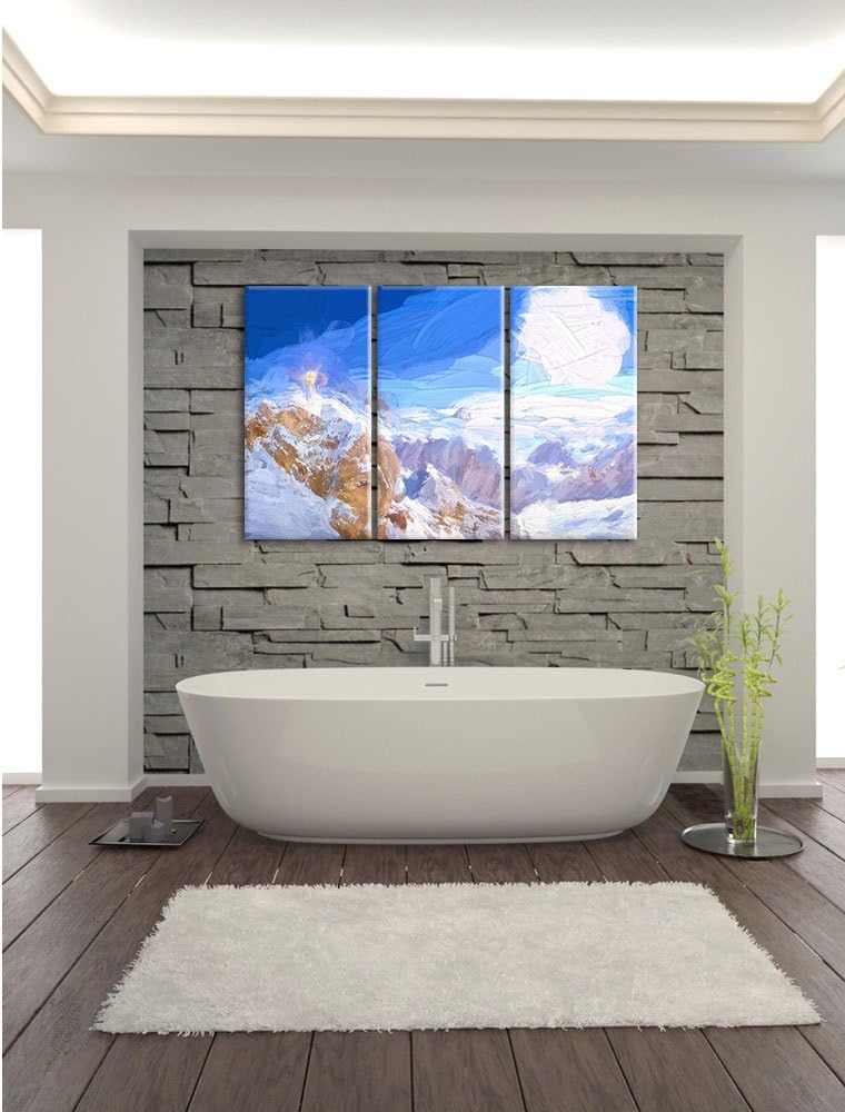 Pixxprint Zugspitze im Sonnenlicht als Leinwandbild | Grösse: 3 Teilig (120x80) | Wandbild| Kunstdru