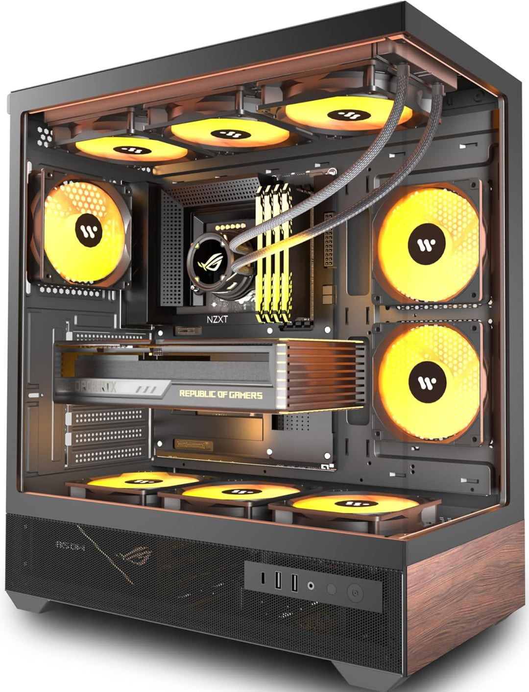 KEDIERS G7 PC Gehäuse Vorinstallierter 5 × 120mm PWM ARGB Lüfter, ATX Mid Tower PC Gehäuse, Computer