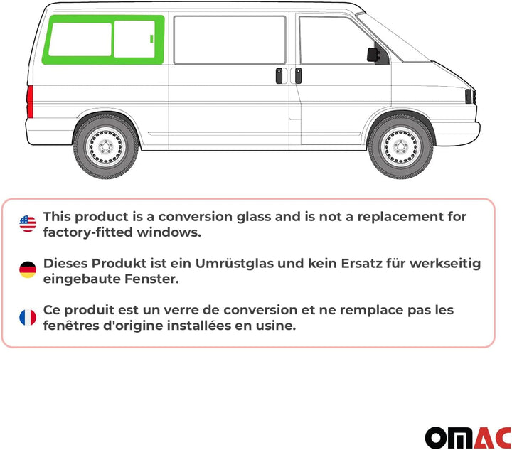 Seitenfenster Schiebefenster Kompatibel mit VW T4 Transporter 1990-2003 Hinten Rechts L2, Hinten Rec